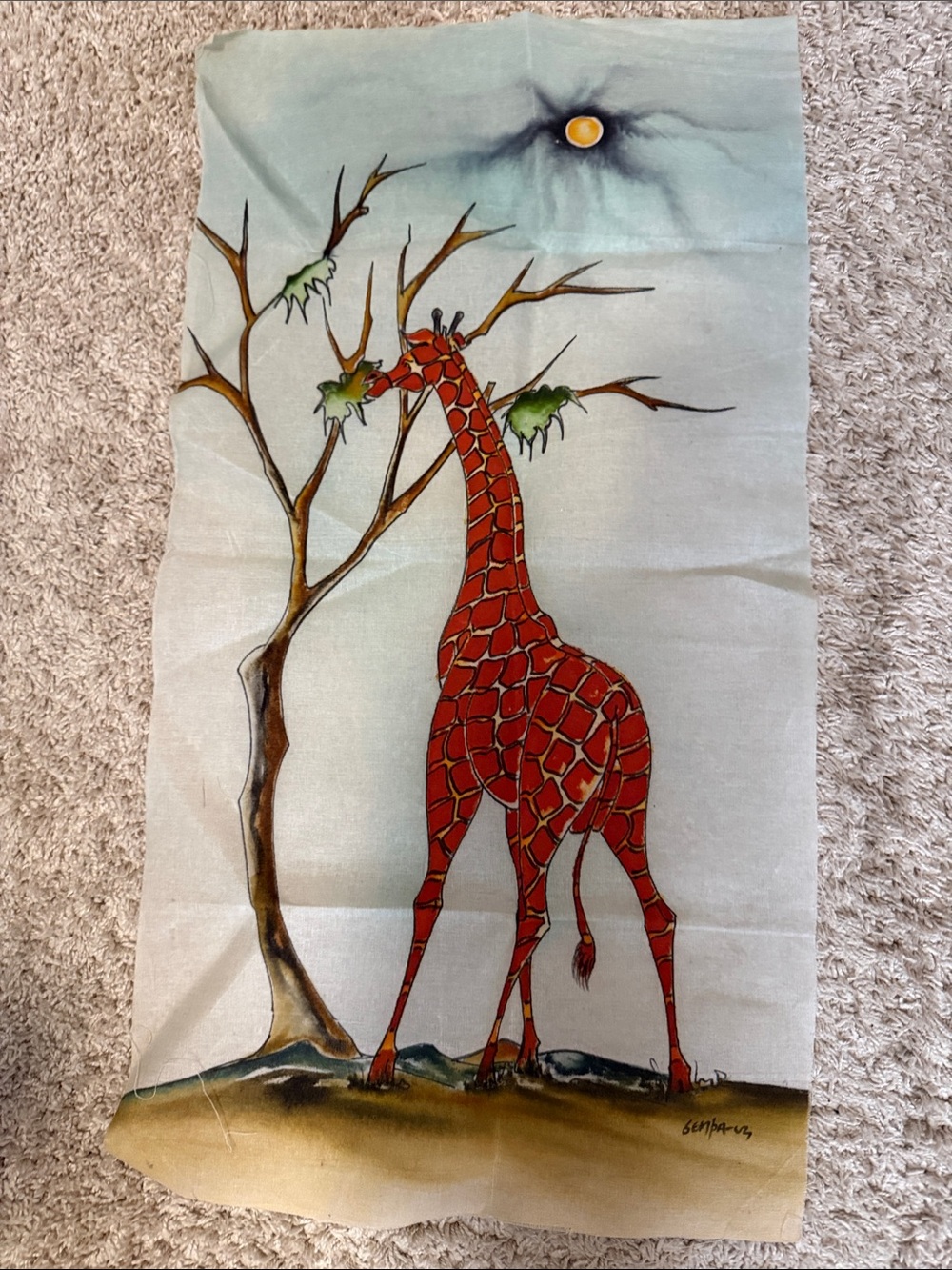 Red Giraffe Wall Art Canvas - Hand-Painted Home in Uganda Africa Wall Decor 17